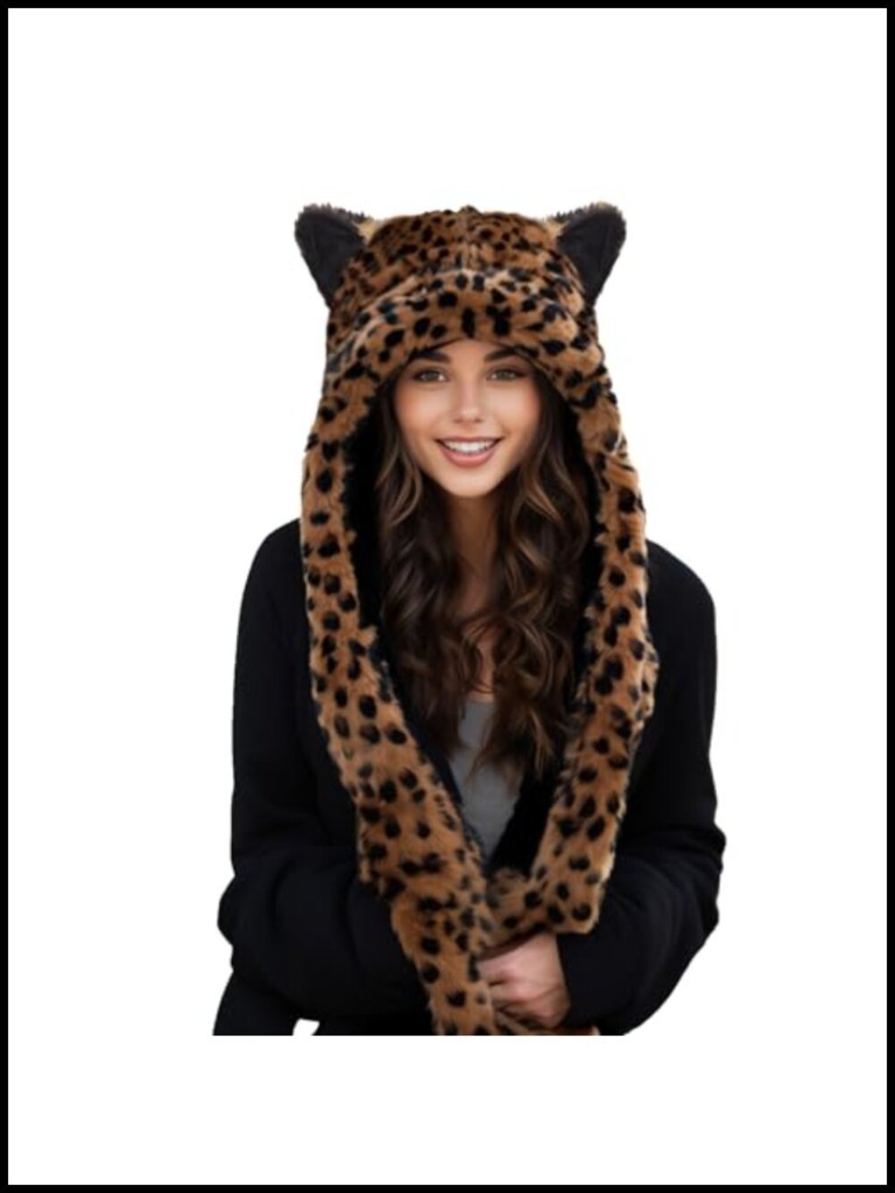 Plush Faux Fur 3-in-1 Animal Hat Novelty Winter Warm Cap One Size Cosplay